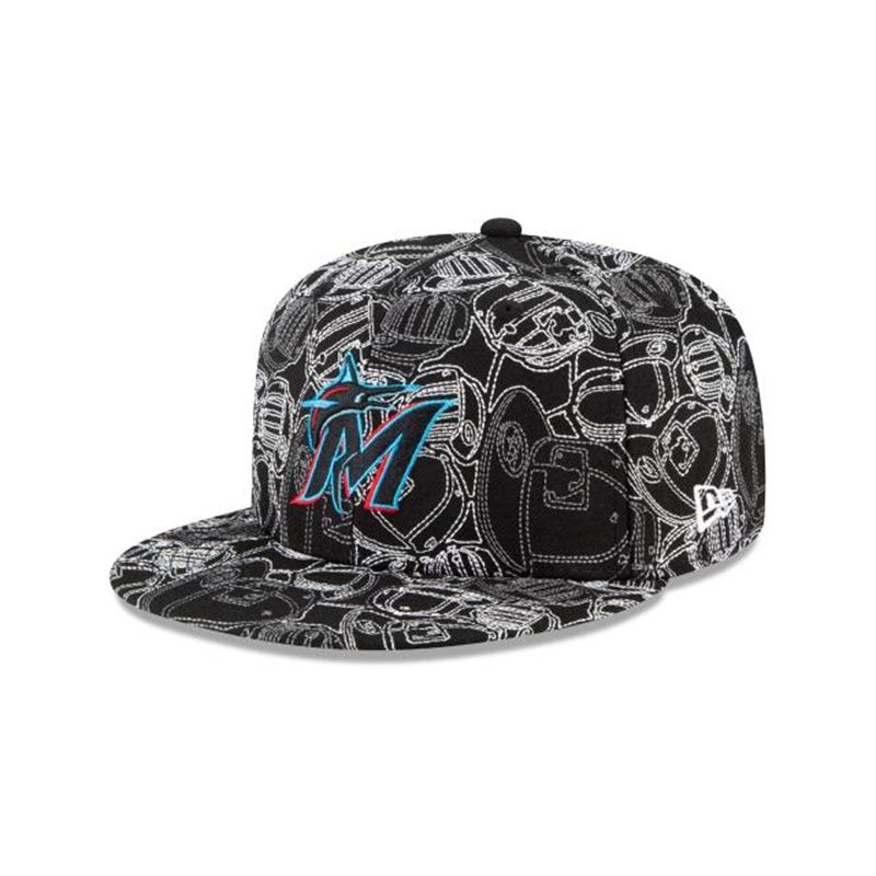 MLB Miami Marlins Cap Chaos 59Fifty Fitted (BXZ4056) - Black New Era Caps